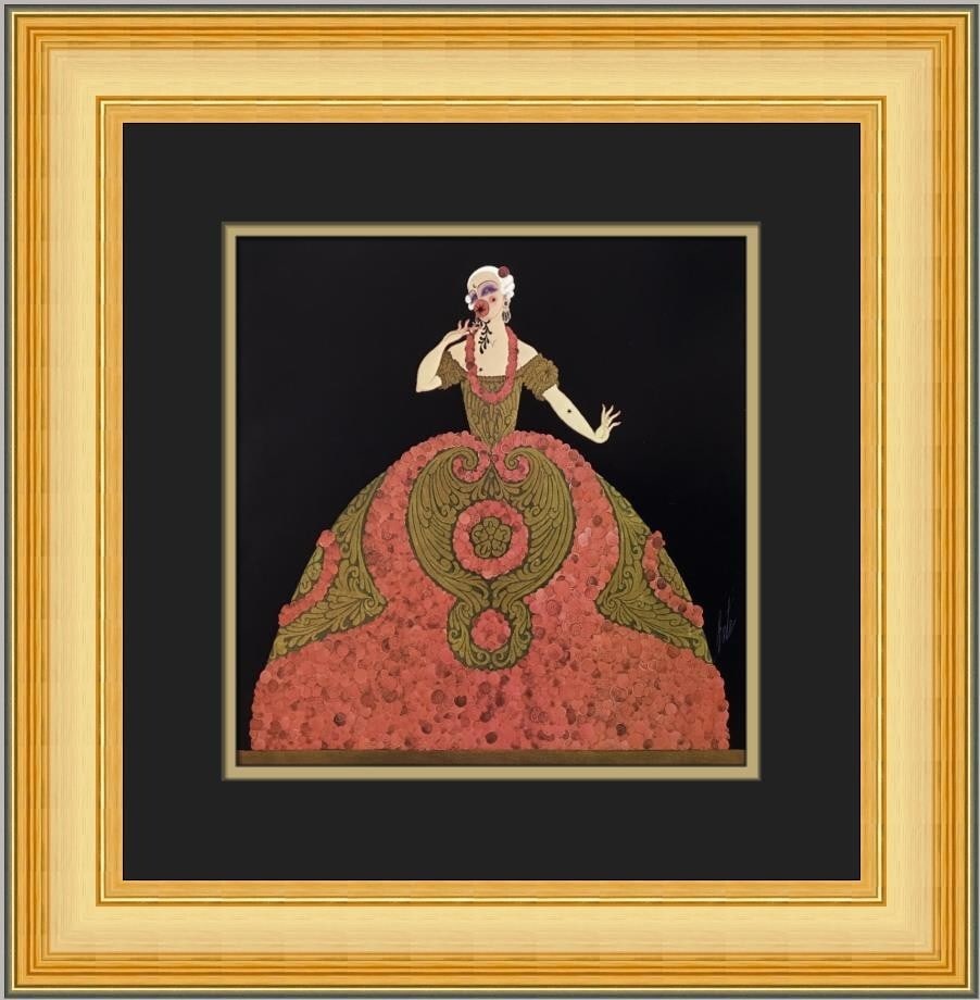 Erte Ganna Walska Red Costume Art Deco Print Custom Framed 17x17 (1 of 2)