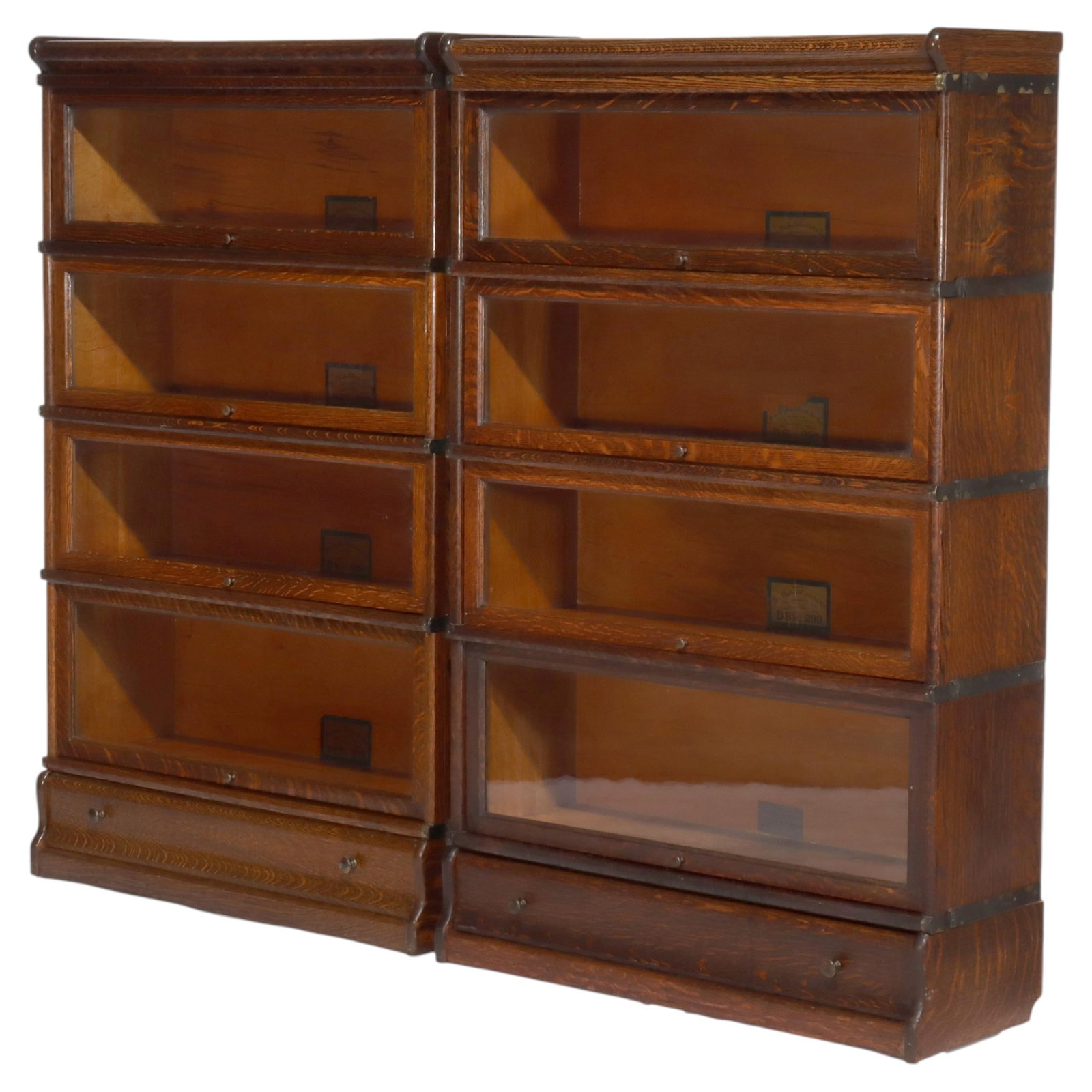 Set of 2 Globe Wernicke oak barrister bookcases circa 1920 (1 of 8)