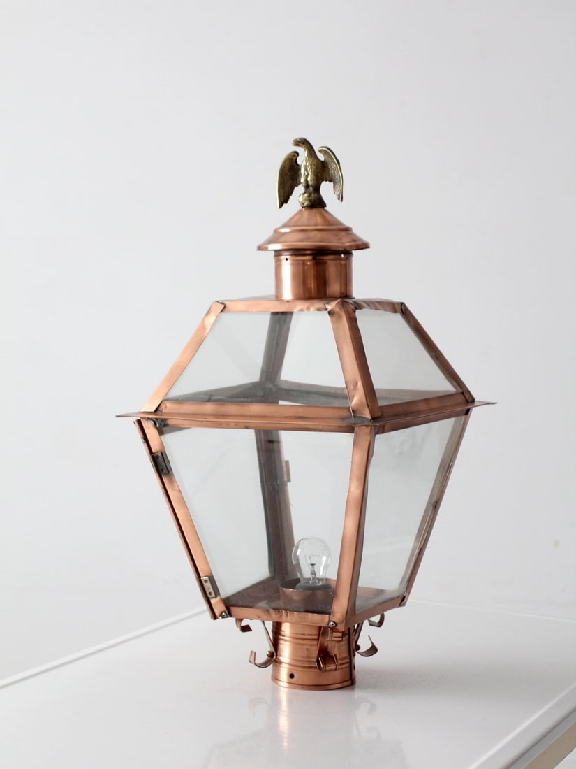 Architectural Copper Lantern Pendant with Brass Eagle Finial (1 of 18)