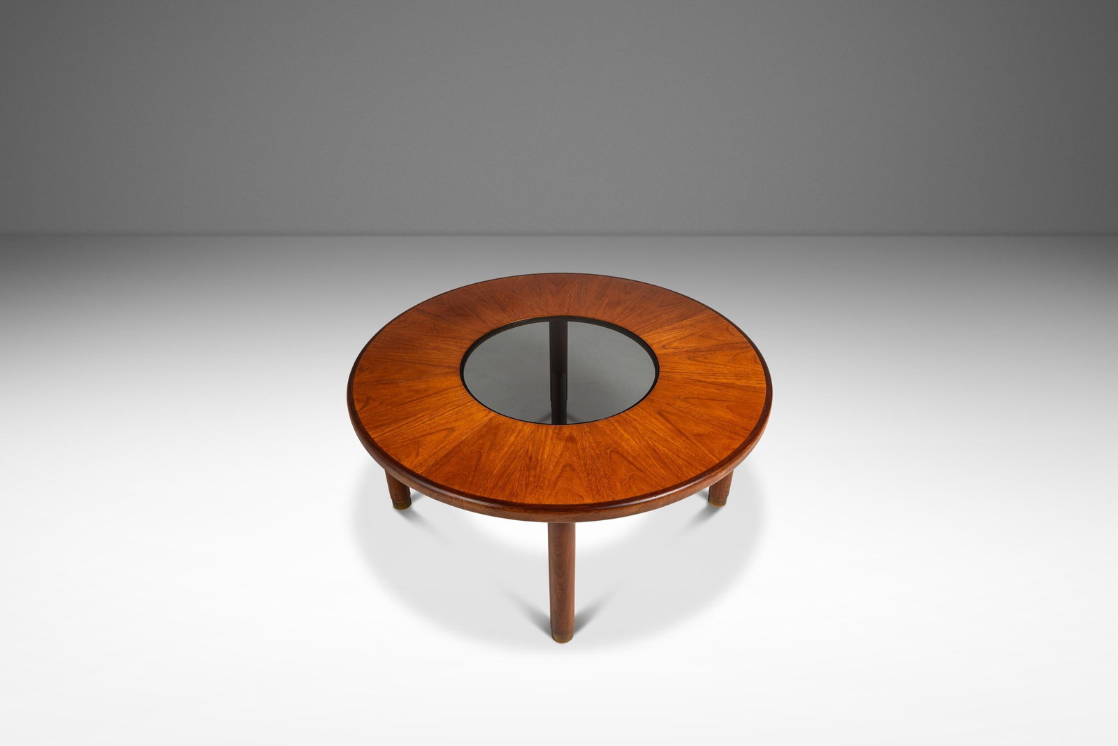 Teak Coffee Table With Glass Center and Brass Accents Attributed to G-Plan 1970s (1 of 17)