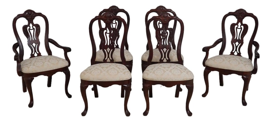 6 Thomasville dining chairs in mahogany Queen Anne style Set of 6 (1 of 10)