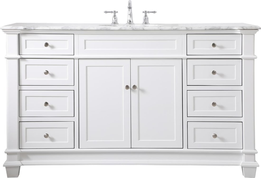 Elegant Lighting 60 Inch White Bathroom Vanity Set Transitional Style (1 of 1)