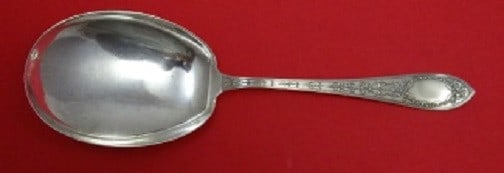 Sterling Silver Vegetable Serving Spoon Whiting Adam 9 1/8": Sterling Silver Vegetable Serving Spoon Whiting Adam 9 1/8" Sterling silver vegetable serving spoon in the Adam pattern by Whiting. This pre-owned piece dates to the 1900-1940 period, was made in the 