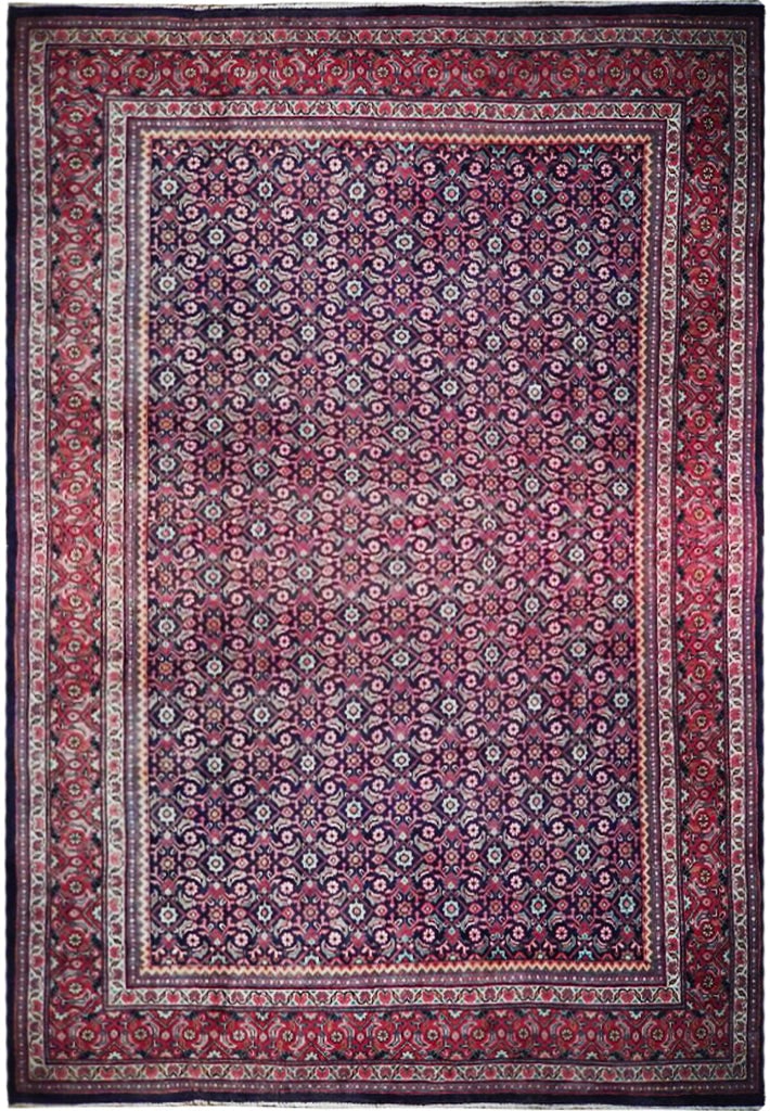 Navy Blue 9.9 x 13.4 Handmade Persian Herati Rug Semi-Antique (1 of 6)