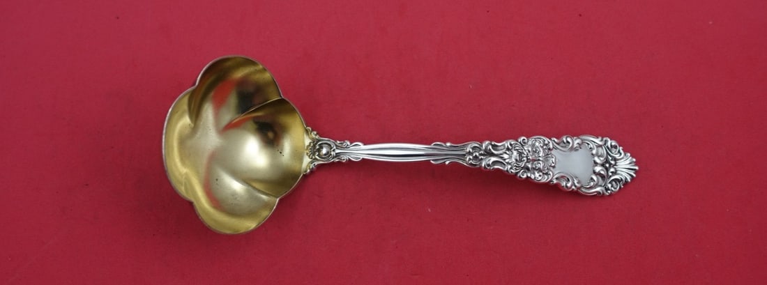Dominick & Haff Renaissance Sterling Silver Gravy Ladle Gold Washed 7 3/4: Dominick & Haff Renaissance Sterling Silver Gravy Ladle Gold Washed 7 3/4 Sterling silver gravy ladle in the Renaissance pattern by Dominick & Haff. This gold washed ladle is not monogrammed and is in