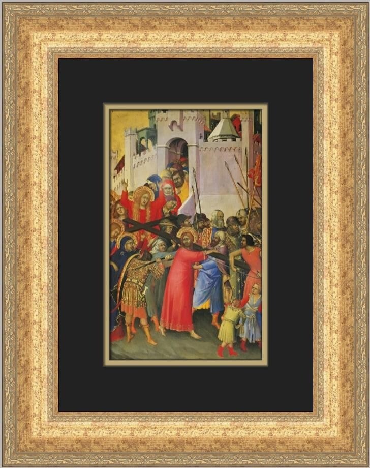 Simone Martini The Carrying of the Cross Custom Framed Art Print: Simone Martini The Carrying of the Cross Custom Framed Art Print This exquisite custom framed print features Simone Martini's iconic artwork, "The Carrying of the Cross." Measuring 18 in. by 15 in., t