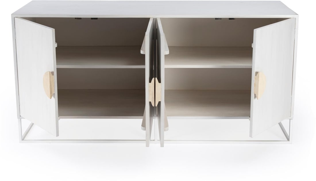 Butler Transitional White Sideboard Lennasa Collection Mango Wood (1 of 7)