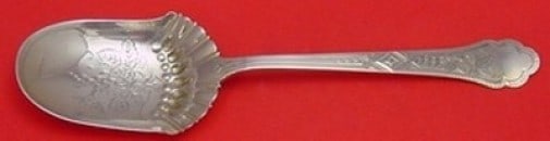 Gorham Grape Sterling Silver Berry Spoon 8 3/4 Fluted Design: Gorham Grape Sterling Silver Berry Spoon 8 3/4 Fluted Design Enhance your table setting with this exquisite Grape pattern serving spoon by Gorham. Crafted from high-quality sterling silver, this 8 3/4