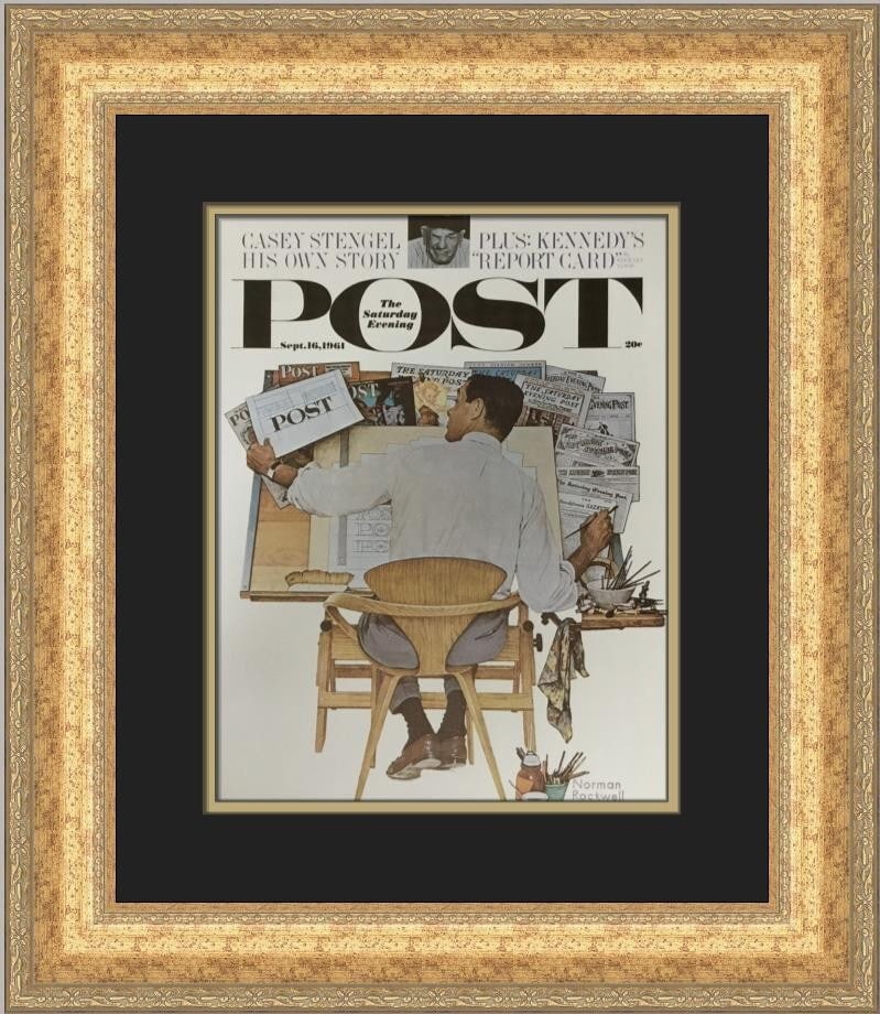 Norman Rockwell Modernizing the Post Custom Framed Art Print 21 x 18: Norman Rockwell Modernizing the Post Custom Framed Art Print 21 x 18 Celebrate the artistry of Norman Rockwell with this custom framed print titled "Modernizing the Post." This exquisite piece showcas
