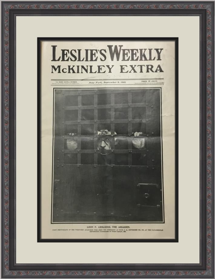 Framed Leslie's Weekly McKinley Extra Cover 1901 Czolgosz (1 of 2)