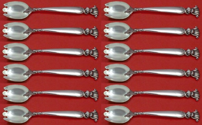12 Sterling Silver Ice Cream Forks Wallace Romance of the Sea (1 of 4)