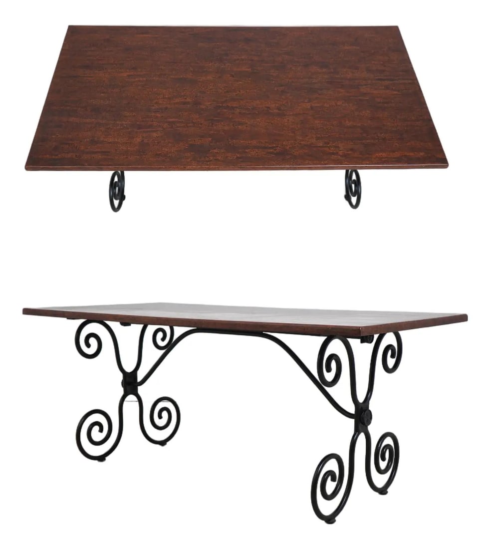 Coconut Finish Dining Table with Scrolled Iron Base 36w x 72d (1 of 10)
