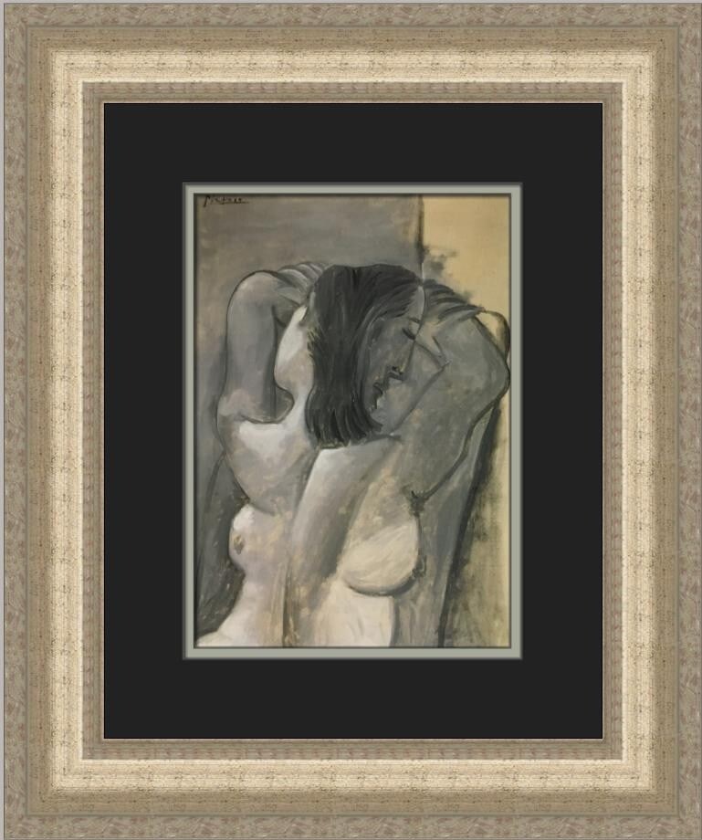 Pablo Picasso A Nude Female Custom Framed Art Print 19x17: Pablo Picasso A Nude Female Custom Framed Art Print 19x17 This custom framed print by Pablo Picasso features the artwork titled "A Nude Female." Measuring a total of 19 in. by 17 in., this medium-size