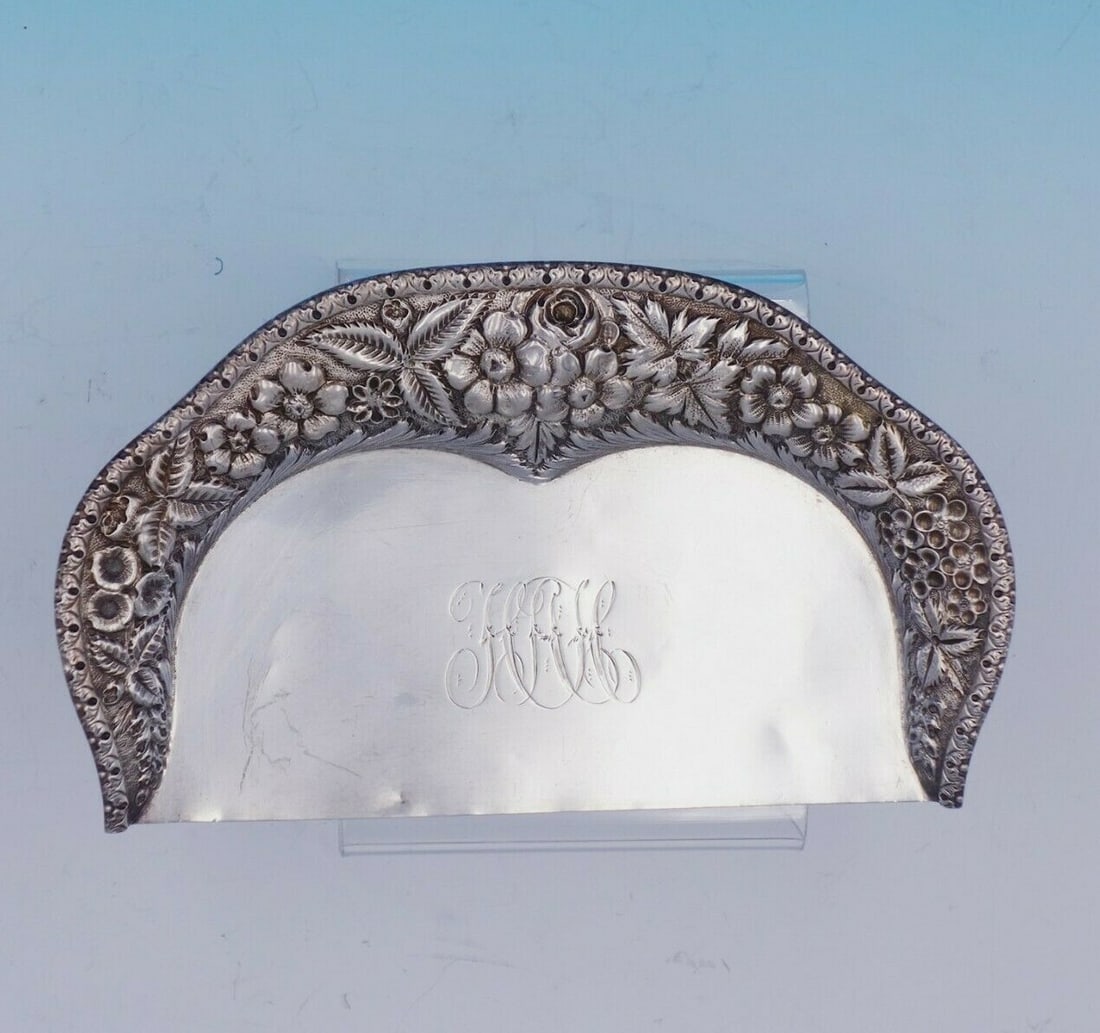 Jacobi and Jenkins Repousse Sterling Silver Crumb Tray Dust Pan (1 of 8)