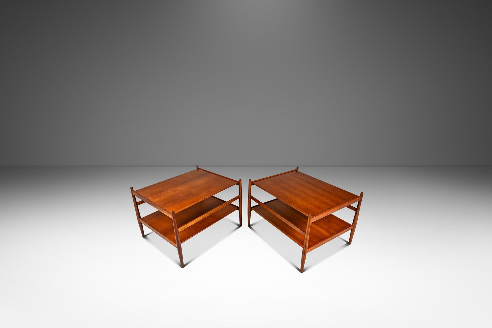 Pair of Drexel Suncoast walnut end tables by Stewart and MacDougall (1 of 18)