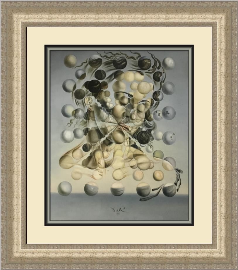 Framed Offset Lithograph Salvador Dali Galatea Of Spheres Print: Framed Offset Lithograph Salvador Dali Galatea Of Spheres Print Custom framed open edition print of Salvador Dali's Galatea Of Spheres, produced in 1995. The artwork is matted and framed in a portrait