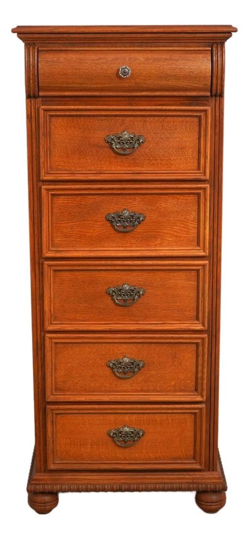 Lexington Victorian Mansion Oak Semainier 6 Drawer Chest 24w x 18d x 56.5h (1 of 10)
