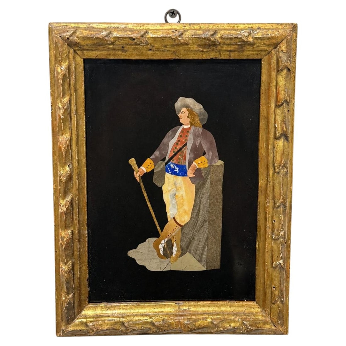 Italian Pietra Dura Theatrical Figure Plaque in Giltwood Frame (1 of 14)