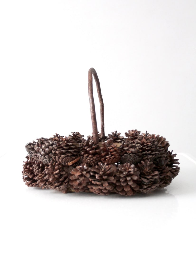 Adirondack Style Pinecone Basket Handmade Rustic Woodland Decor (1 of 15)