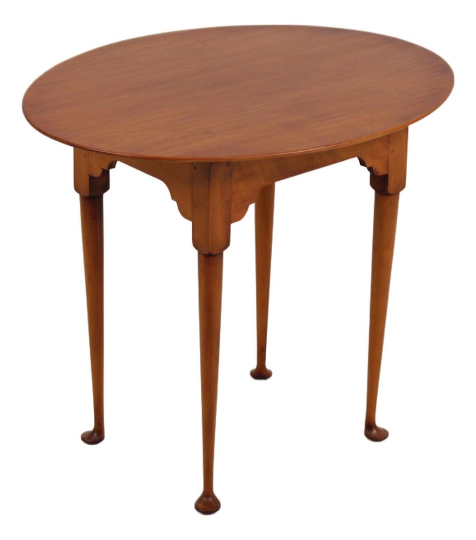 Cherry wood oval side table by Eldred Wheeler 32w x 25d x 27h (1 of 10)