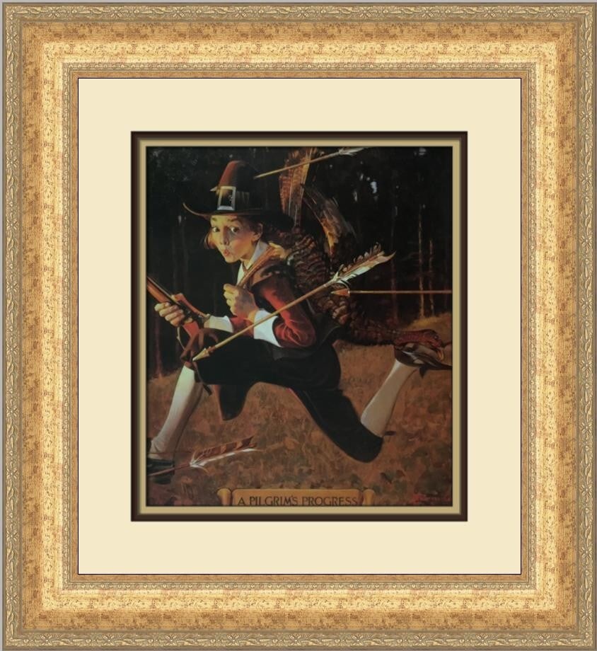 Norman Rockwell A Pilgrim's Progress Custom Framed Print 18x18 (1 of 2)