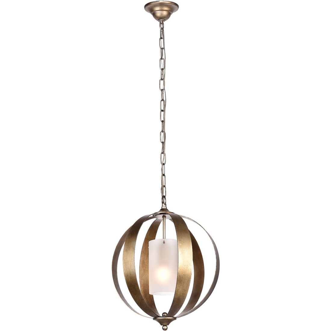 Living District Marion 1 Light Vintage Silver Pendant: Living District Marion 1 Light Vintage Silver Pendant This vintage silver pendant chandelier features a metal frame in the style of wrought iron and a frosted glass cylinder shade. Designed for versat