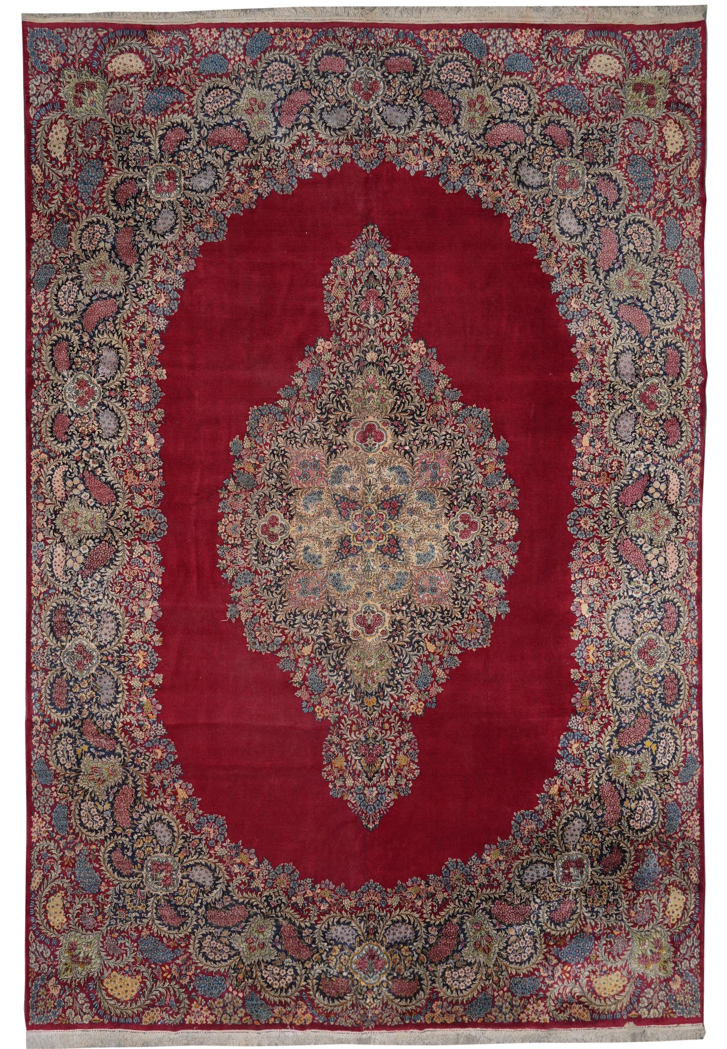 11.6 x 16 Semi-Antique Persian Kerman Rug Open Field Wool (1 of 12)