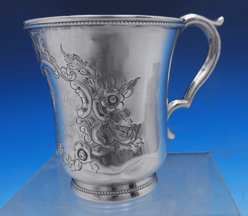 Repousse Floral Coin Silver Baby Cup by William Gale and Son (1 of 7)