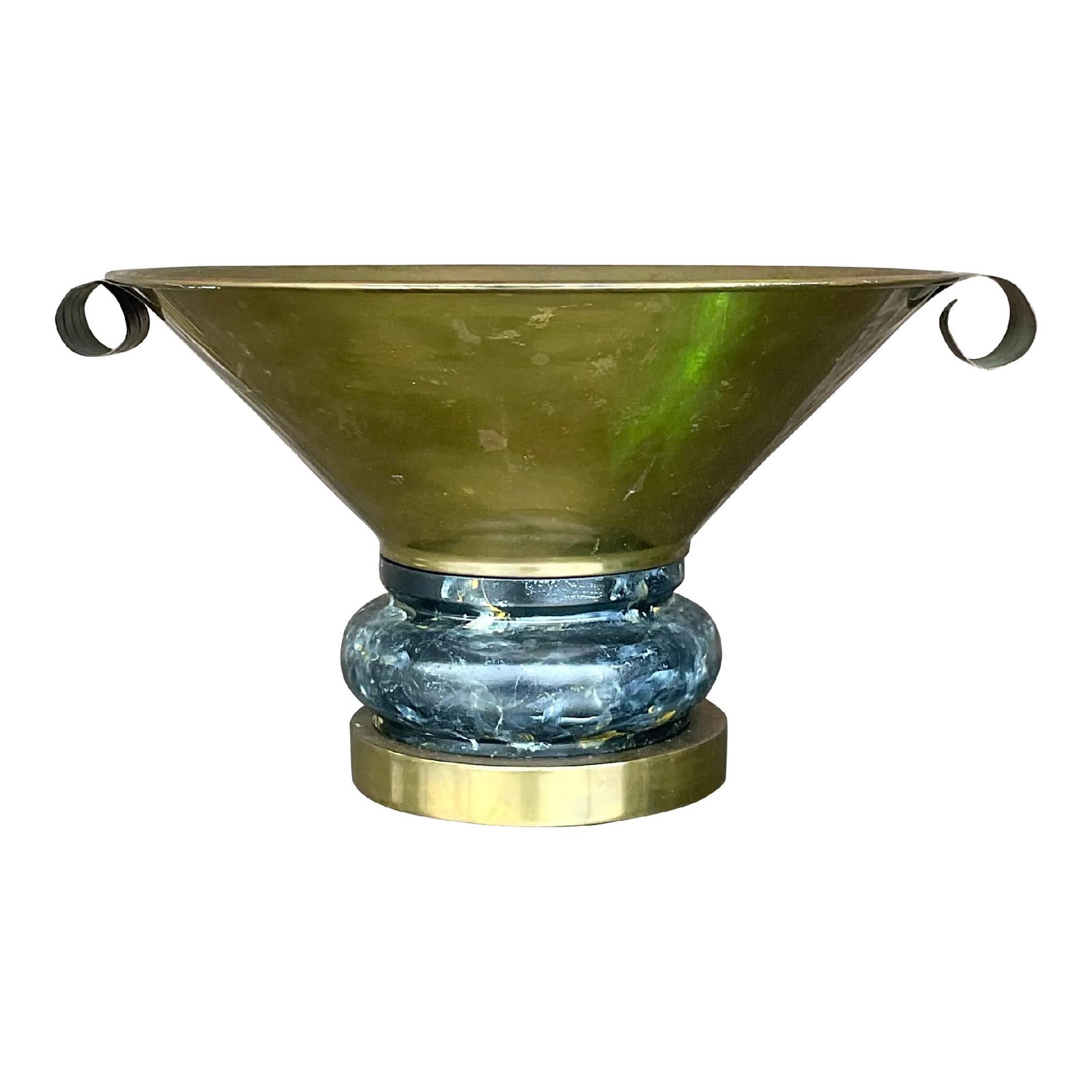 Vintage Boho Hand Painted Brass Centerpiece Bowl 16.25 x 18.5 x 10: Vintage Boho Hand Painted Brass Centerpiece Bowl 16.25 x 18.5 x 10 Enhance your living space with this Vintage Boho Hand Painted Brass Centerpiece Bowl. Crafted with exceptional artistry, this piece f