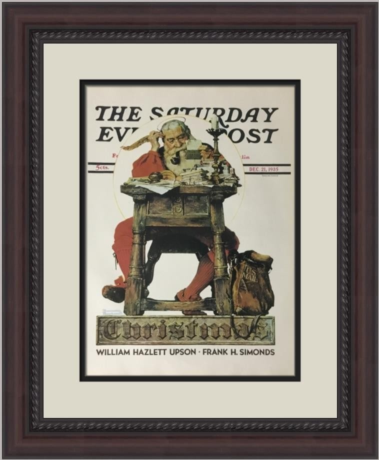 Norman Rockwell Santa Reading The Mail Custom Framed Print 1979 Americana Art (1 of 2)