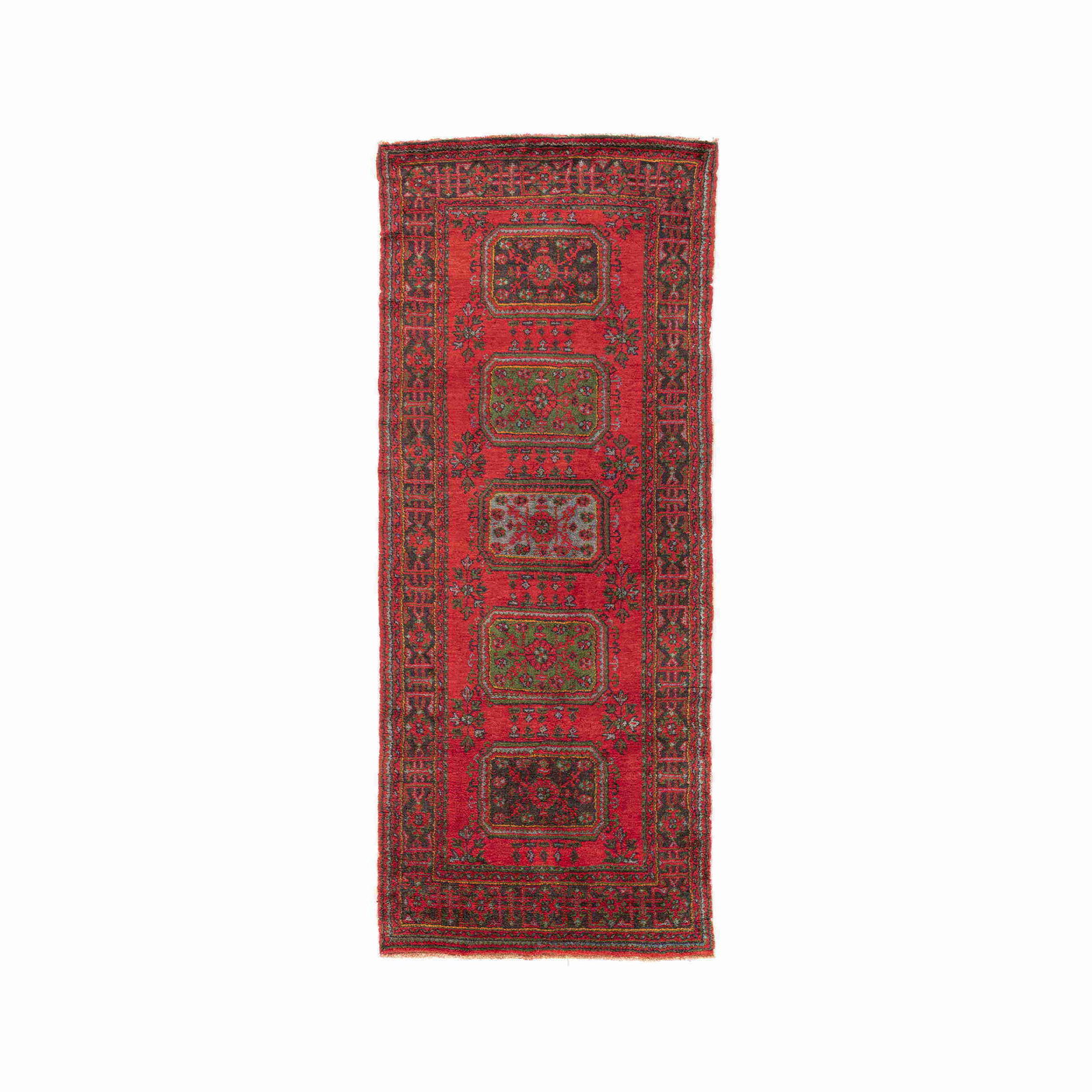 Handmade Anadol Wool on Cotton Carpet 54.3 x 133.1 in: Handmade Anadol Wool on Cotton Carpet 54.3 x 133.1 in Discover the exquisite craftsmanship of this Authentic Handmade Anadol Carpet, featuring a beautiful combination of wool on cotton. This carpet is