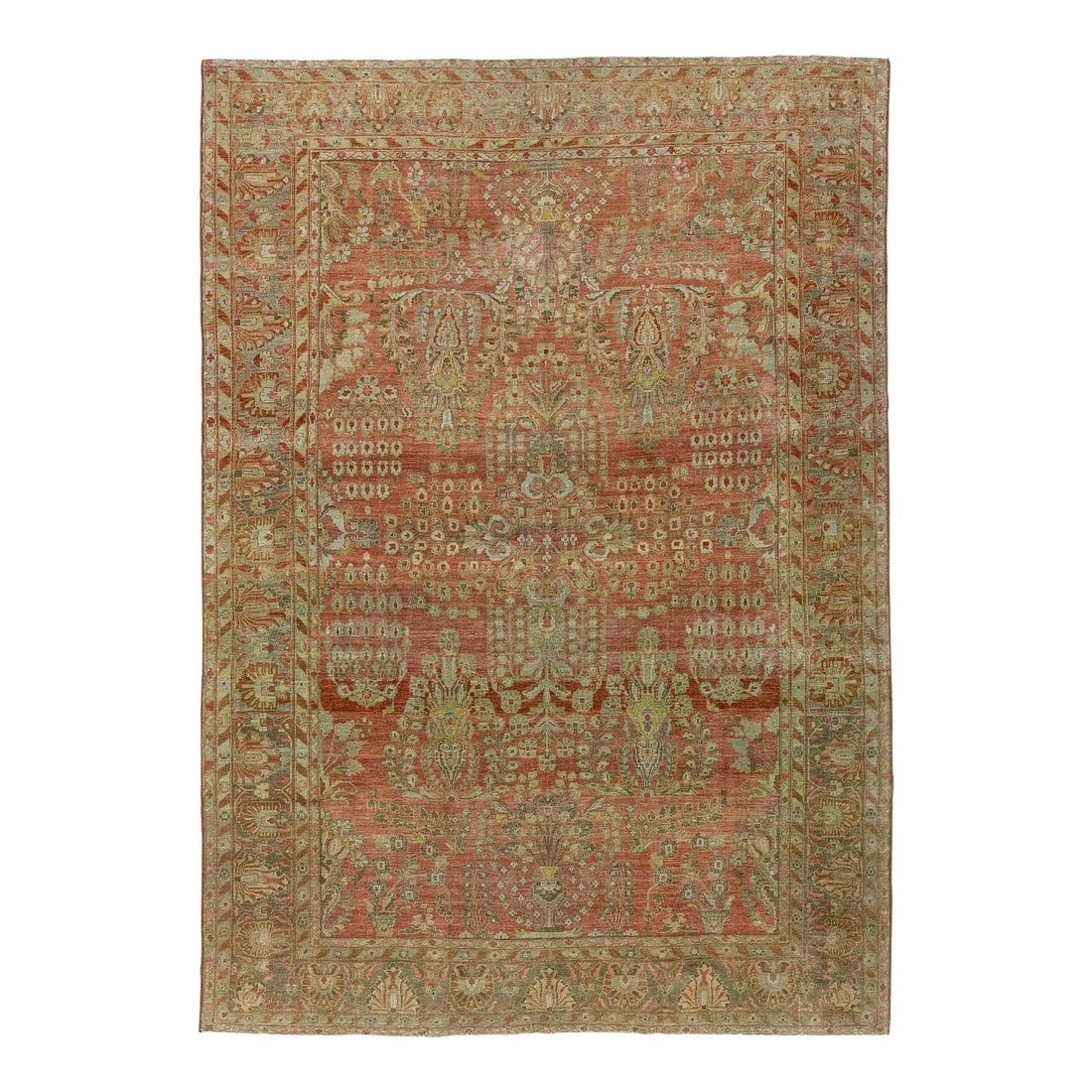 8'3" x 11'8" Wool Malayer Rug Terracotta Field Sage Boteh Design (1 of 10)