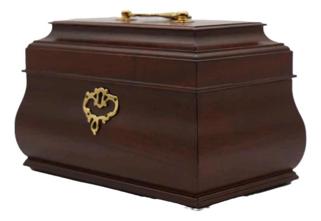 Mahogany Tea Caddy Virginia Metalcrafters Colonial Williamsburg Brass Hardware (1 of 10)