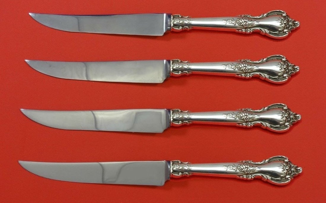 Delacourt by Lunt Sterling Silver Steak Knife Set 4pc Custom Made (1 of 2)