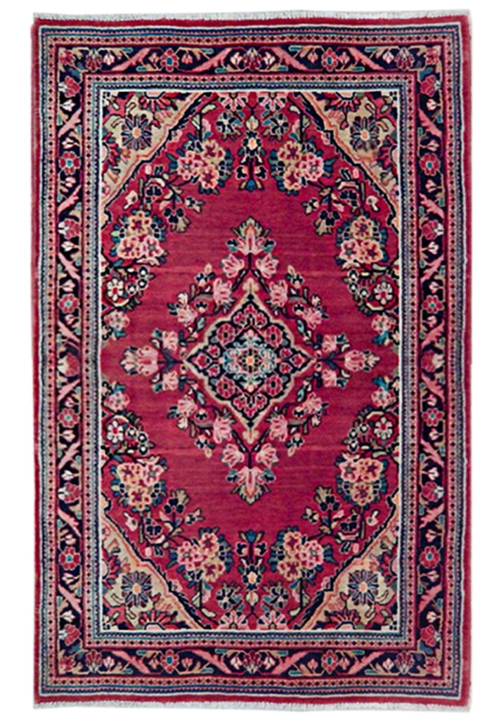 Handcrafted Persian Sarouk Rug 4.5' x 7' Floral Design Wool: Handcrafted Persian Sarouk Rug 4.5' x 7' Floral Design Wool Free continental US Shipping Discover the timeless beauty of the Persian Sarouk Rug, a masterpiece of traditional weaving handcrafted by ski