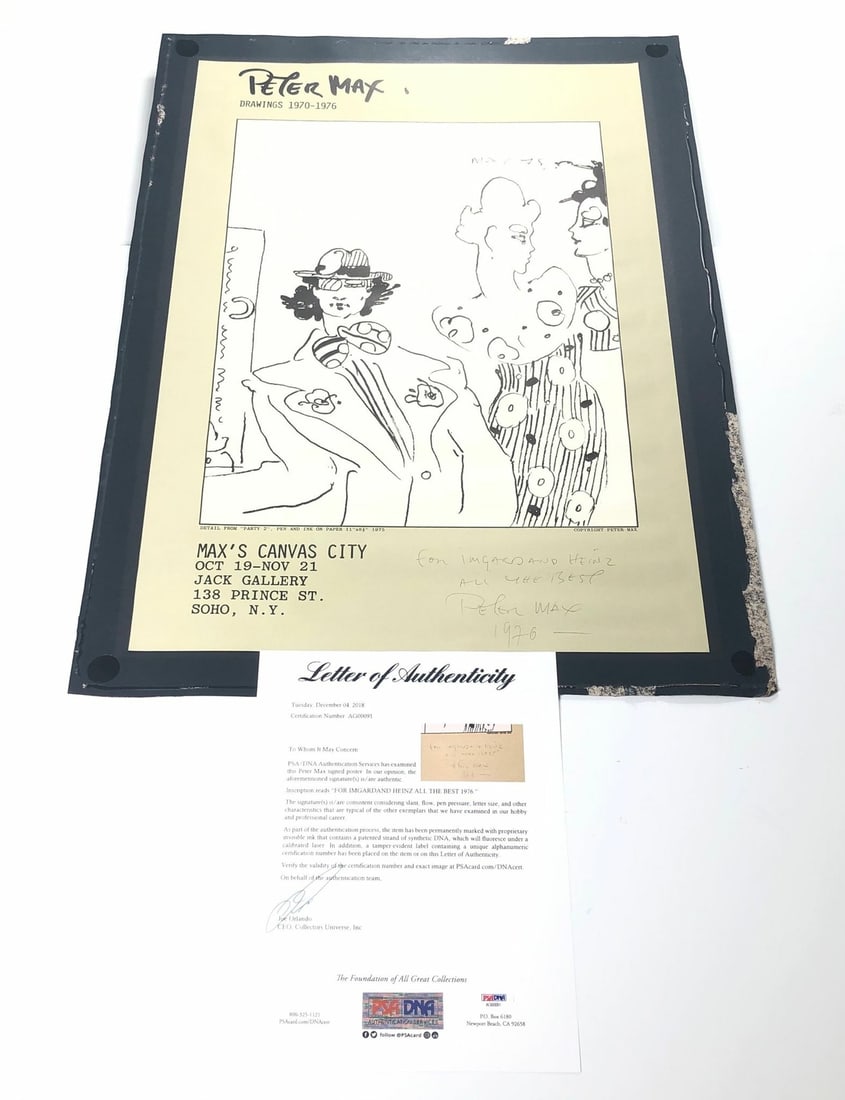 Autographed Peter Max Poster PSA DNA LOA 16x24 Original (1 of 7)