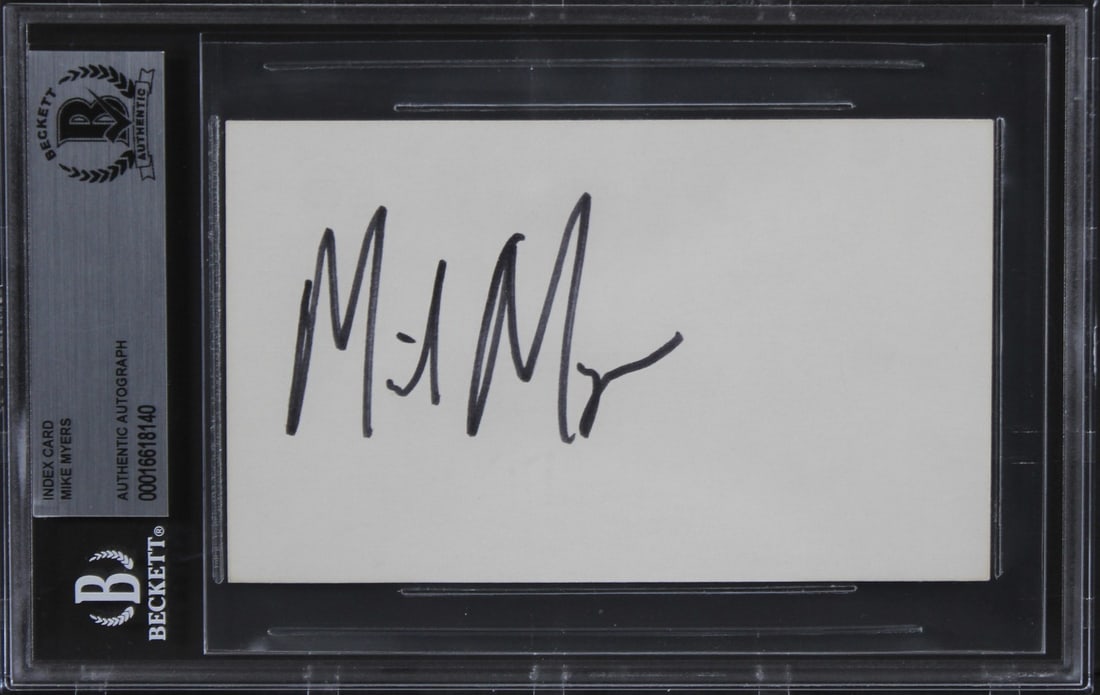 Mike Myers signed 3x5 index card Beckett authenticated slabbed (1 of 5)