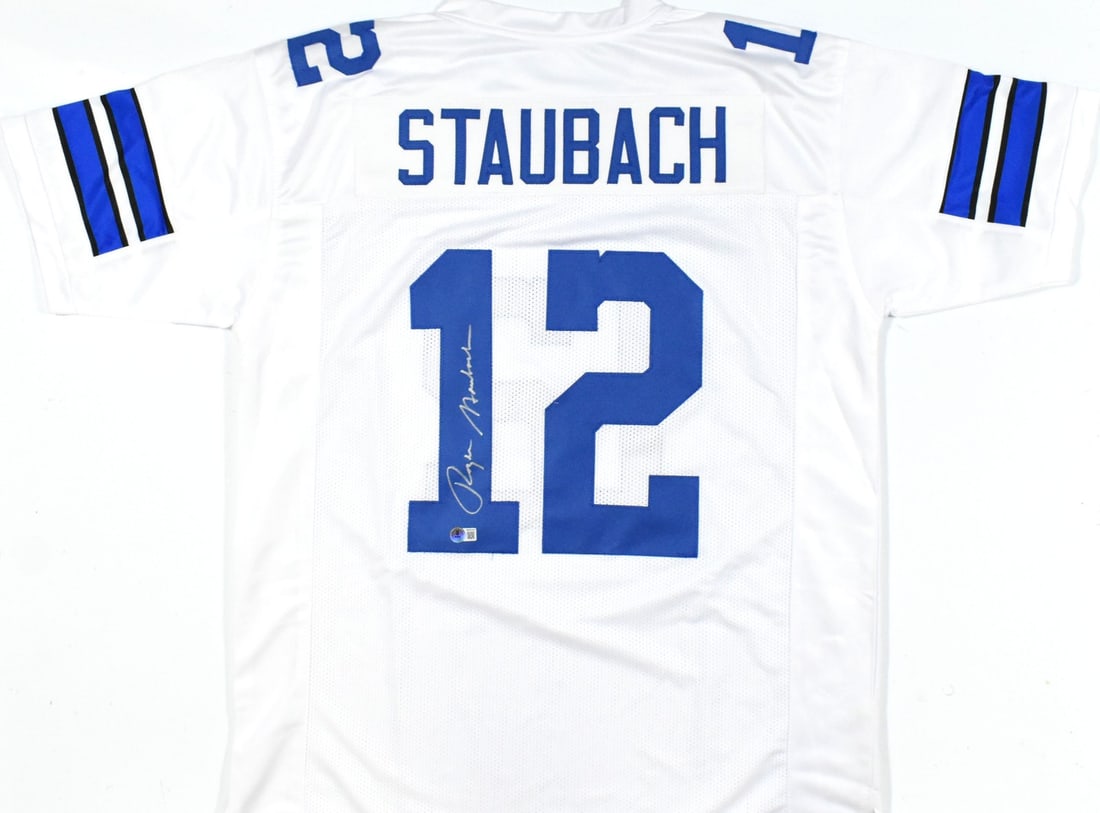 White Pro Style Jersey Signed by Roger Staubach Beckett BAS Hologram (1 of 3)