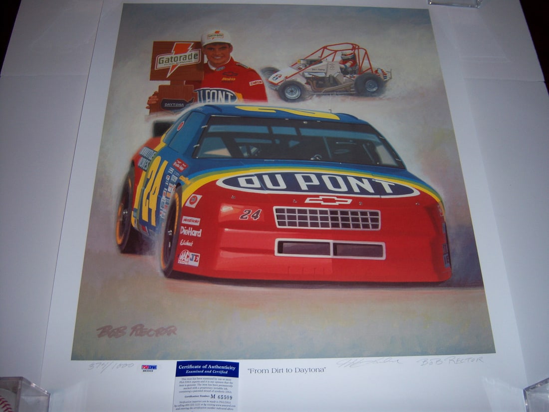 Jeff Gordon Signed NASCAR Lithograph 20x23 Authenticated by PSA/DNA (1 of 2)
