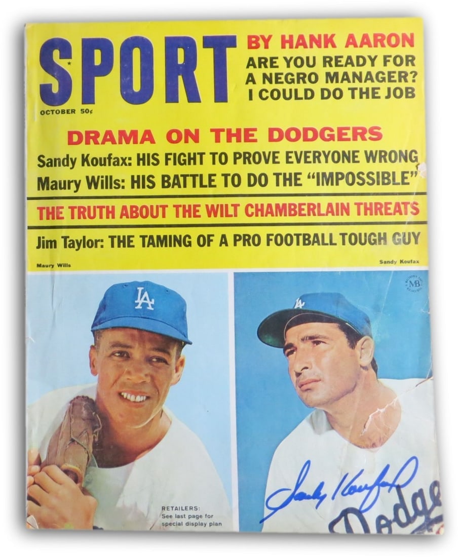 October 1965 Sport Magazine Signed by Sandy Koufax Online Authentics: October 1965 Sport Magazine Signed by Sandy Koufax Online Authentics Original October 1965 Sport magazine signed by Sandy Koufax. This pre-owned collectible is associated with the Los Angeles Dodgers 