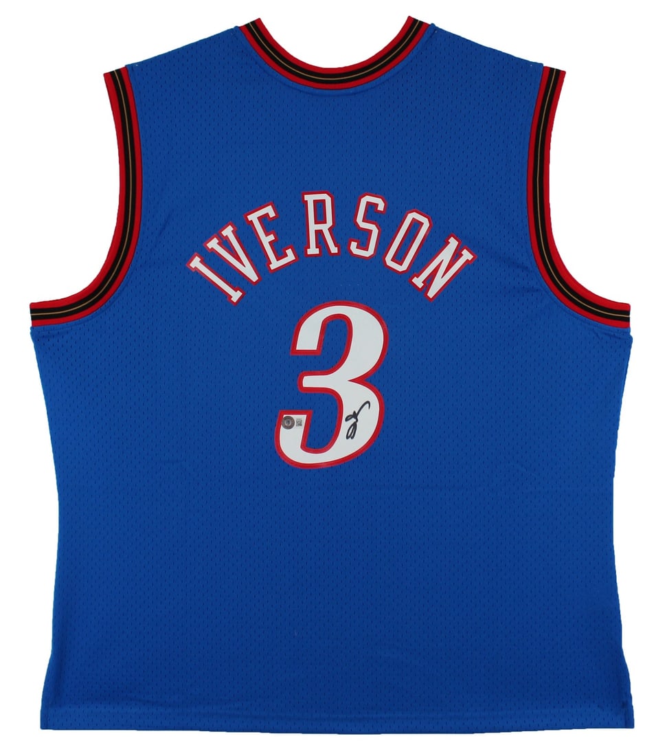Allen Iverson Signed Philadelphia 76ers Blue Swingman Jersey BAS Witnessed (1 of 5)