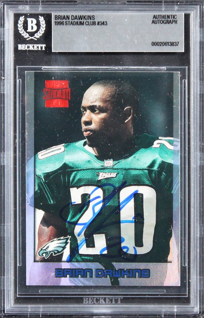 Beckett Authenticated Brian Dawkins 1996 Stadium Club #343 Rookie Card (1 of 2)