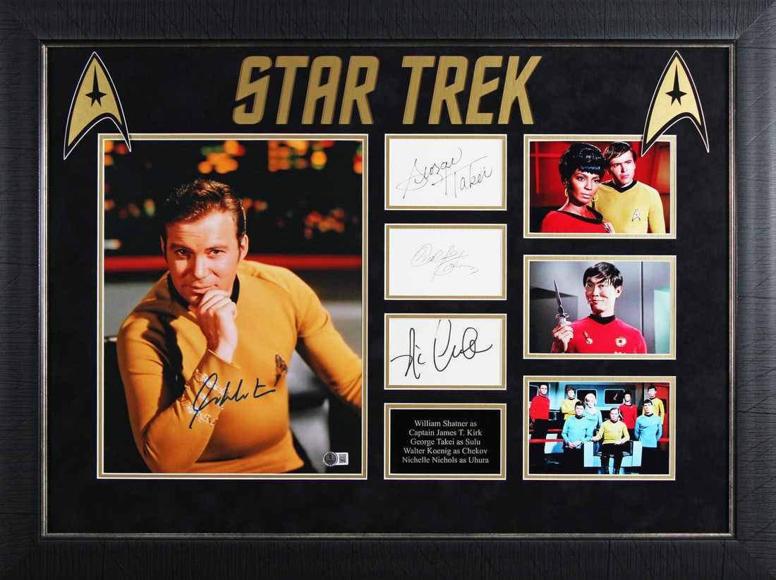 Framed Star Trek Photo Signed by Shatner Takei Koenig Nichols Beckett COA (1 of 5)