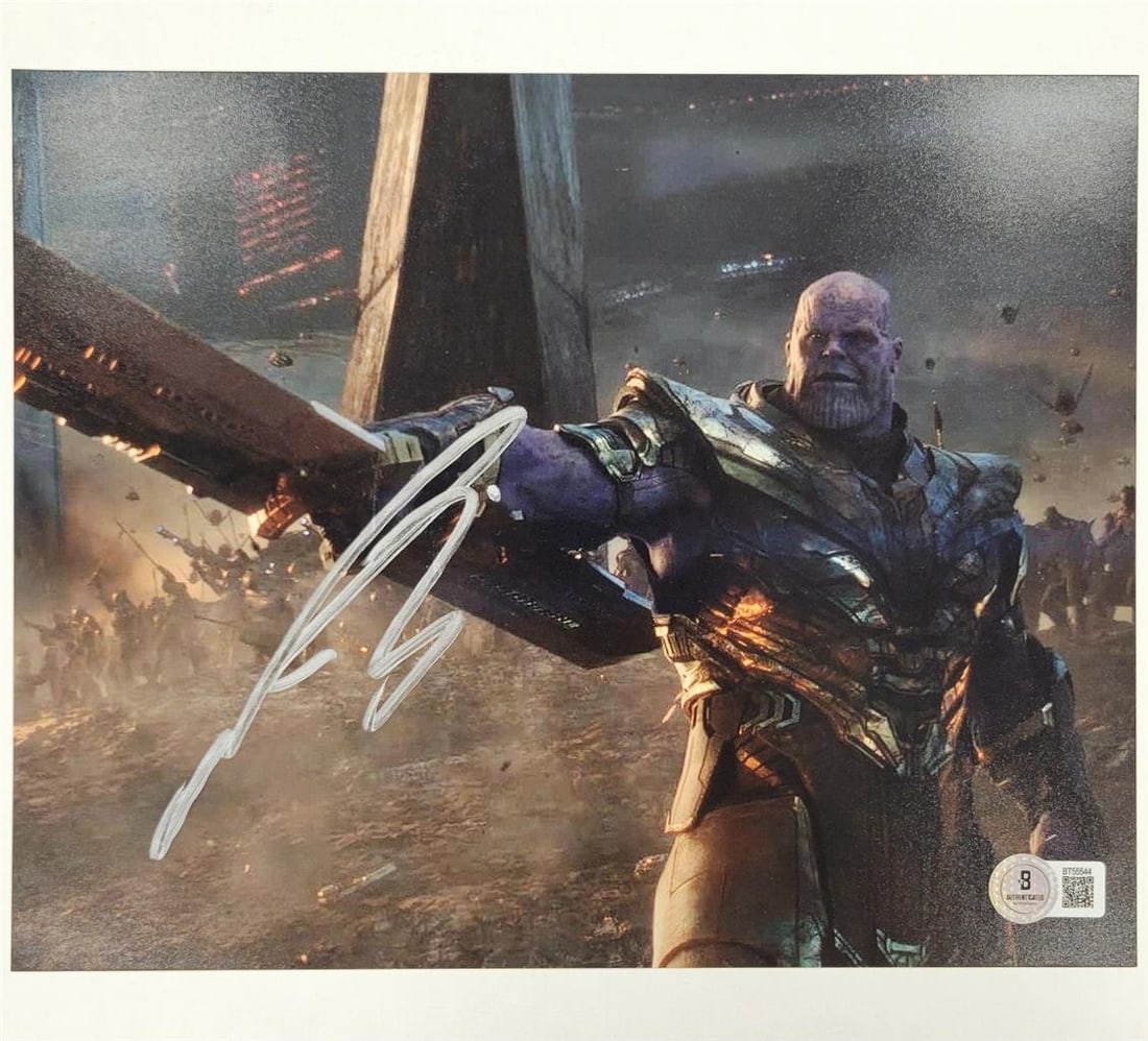 Beckett Certified 8x10 Photo Signed by Josh Brolin as Thanos from Avengers: Beckett Certified 8x10 Photo Signed by Josh Brolin as Thanos from Avengers This original 8x10 photograph from Marvel Avengers: Endgame features the character Thanos and is hand-signed by Josh Brolin. 
