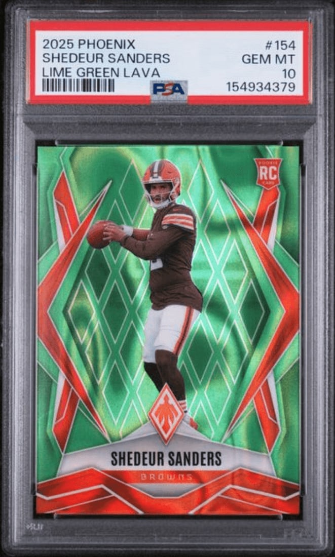 PSA 10 2025 Panini Phoenix Shedeur Sanders #154 Rookie Lime Green Lava (1 of 2)