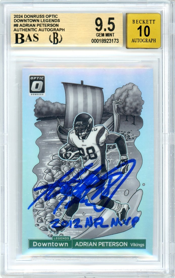 Adrian Peterson 2024 Donruss Optic Downtown Legends 12 MVP Autographed Card (1 of 2)