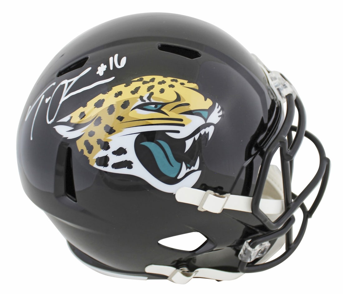 Fanatics authenticated Trevor Lawrence signed Jaguars full size Speed replica helmet (1 of 3)