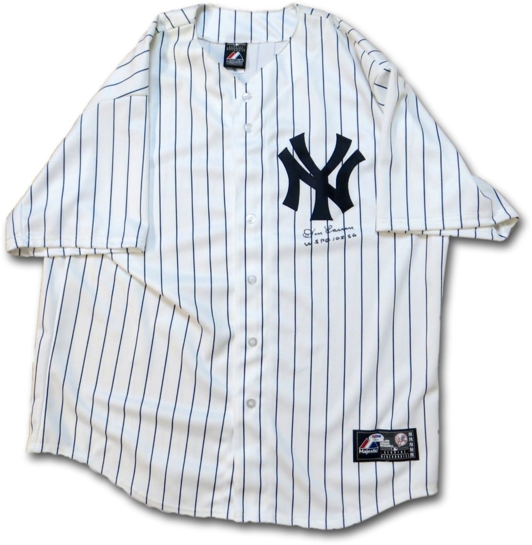Don Larsen Autographed New York Yankees Jersey PSA DNA with Perfect Game Inscription (1 of 4)