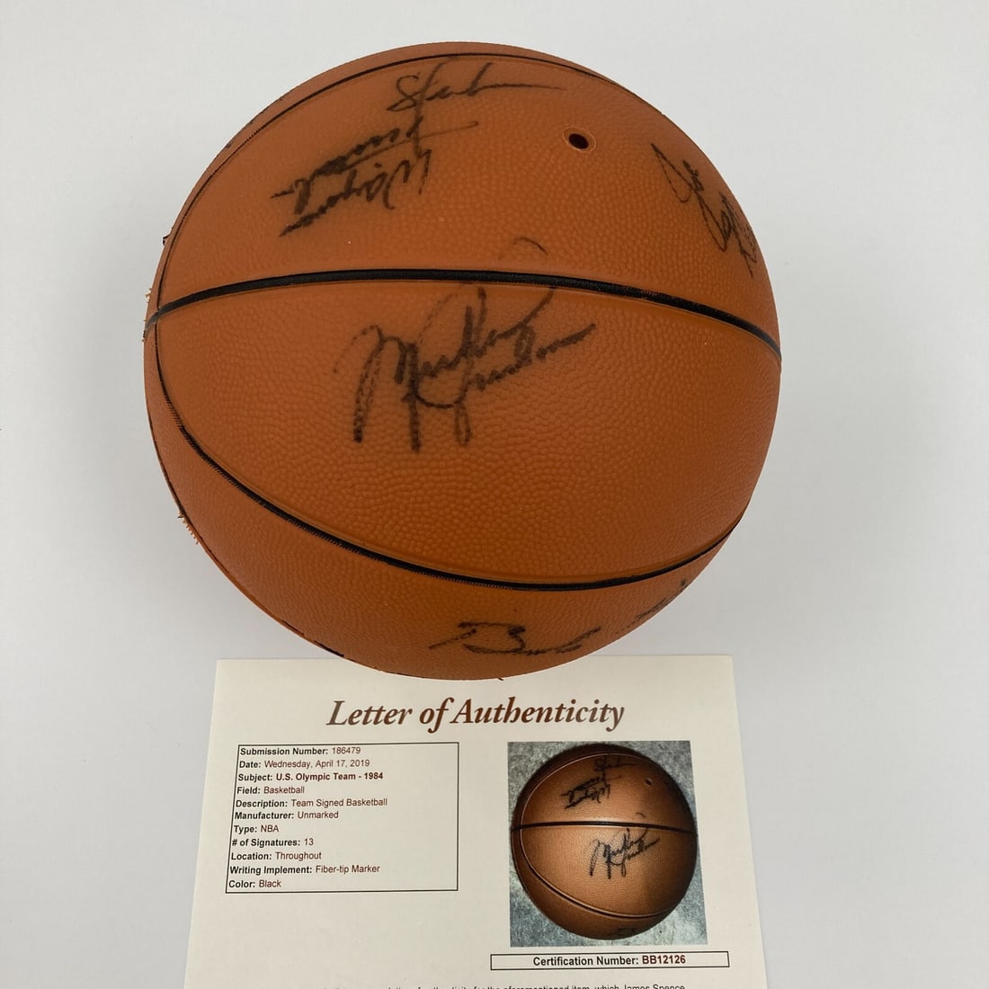 Signed 1984 USA Olympic Basketball Michael Jordan JSA LOA (1 of 13)