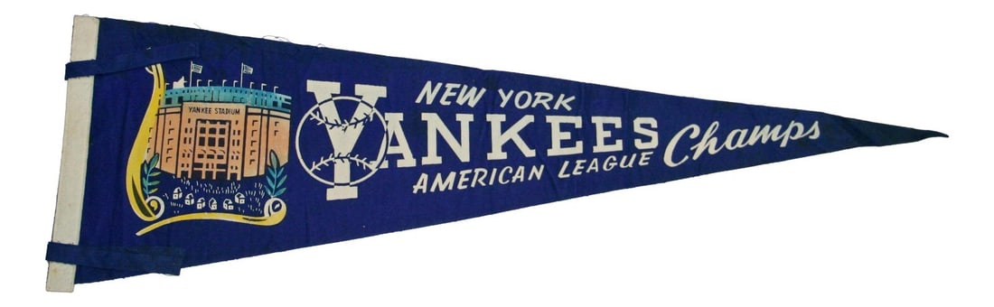 Rare 26 Inch New York Yankees American League Champs Pennant 1950 (1 of 4)